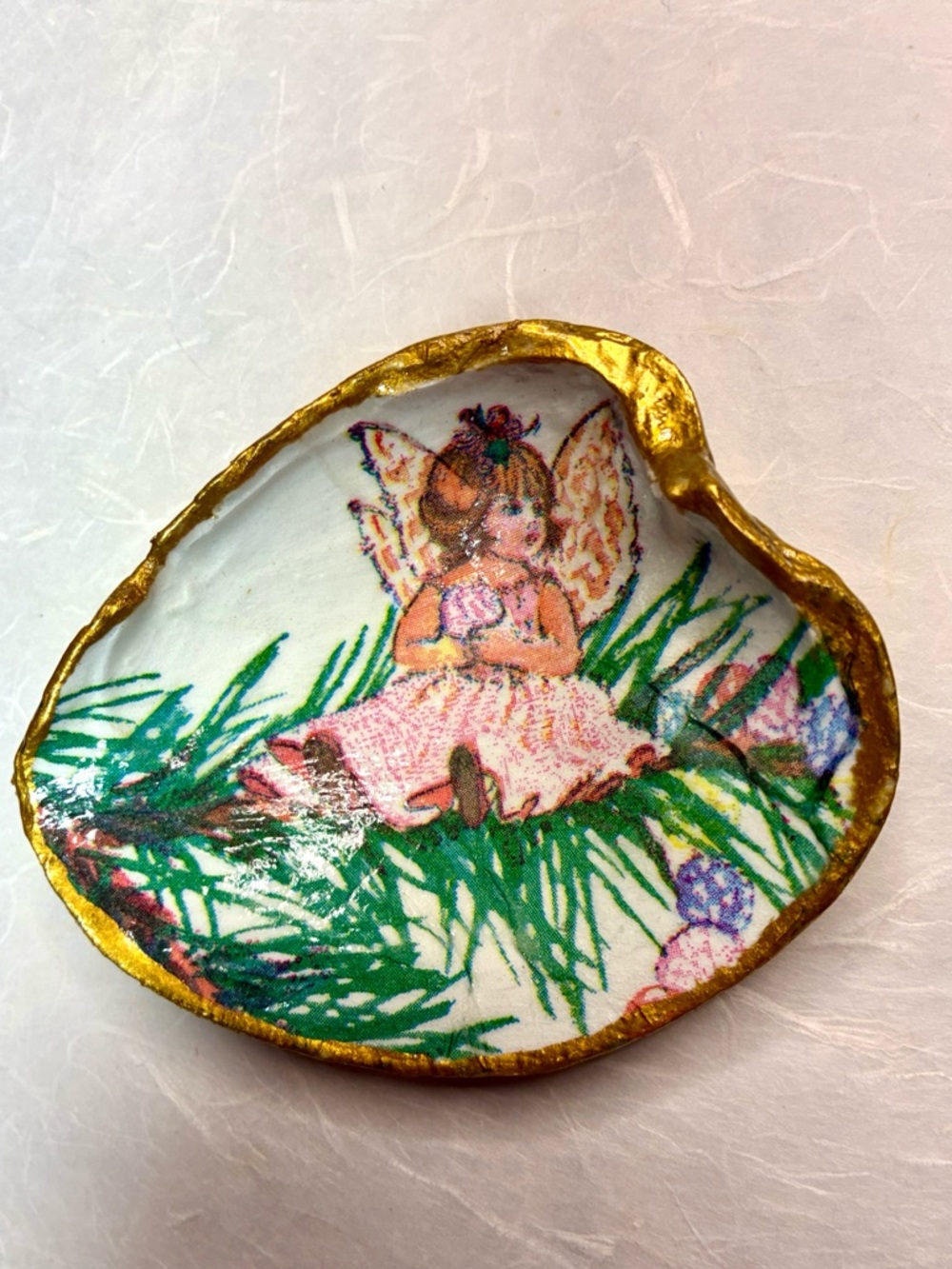Hand Crafted Fairycore Shell Ring Dish Whimsical Cottage Core Decor